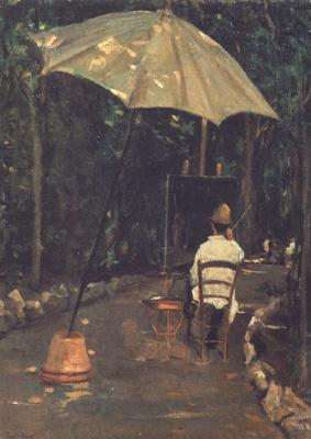 Silvestro lega Angiolo Tommasi Painting in a Garden (nn02)